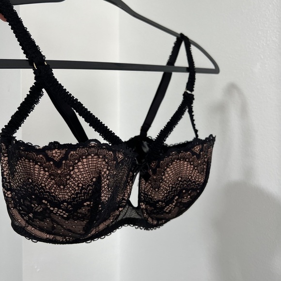 NEW Bebe Rexha x Adore Me Kimmy Push Up Balconette Bra Black Tan Nude Lace 34DDD - Picture 6 of 7